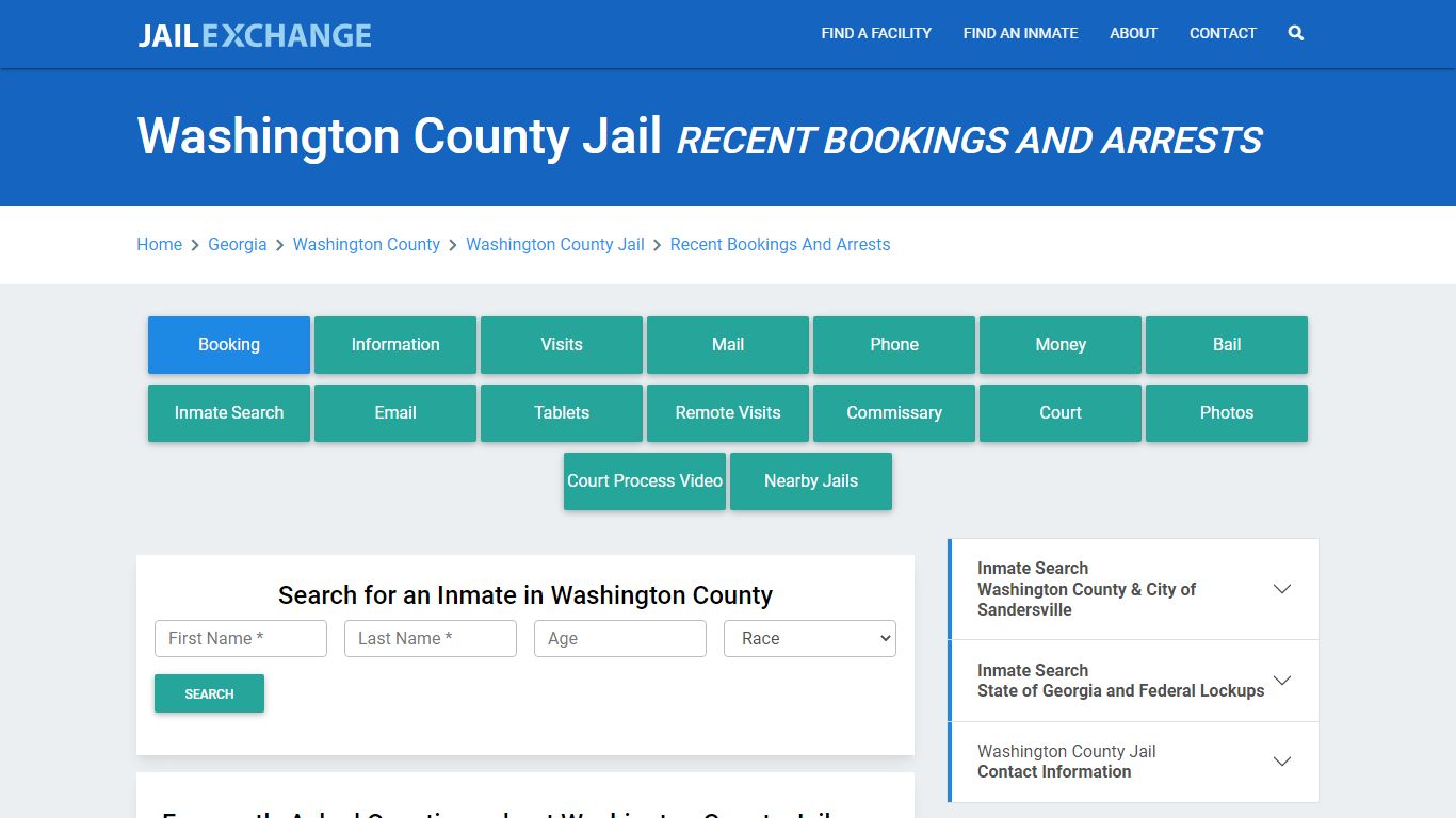 Washington County Jail GA Recent Arrests and Bookings